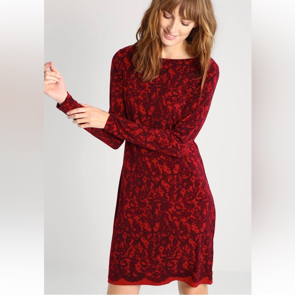 Michael Michael Kors 2 tone red design long sleeve dress